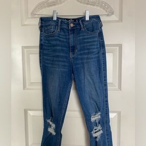 distressed hollister blue jeans